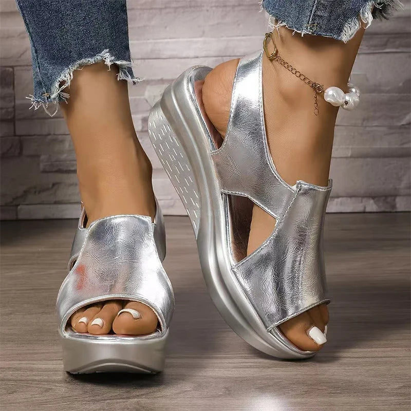 ✨👢Sandale de Damă cu Toc Pană și Barete cu Cataramă