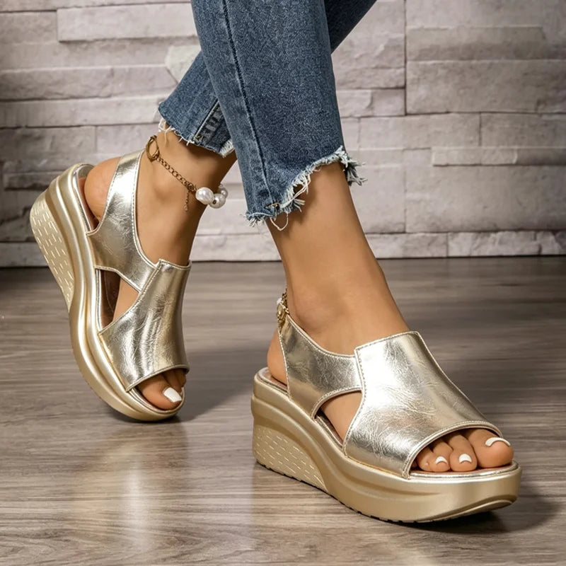 ✨👢Sandale de Damă cu Toc Pană și Barete cu Cataramă