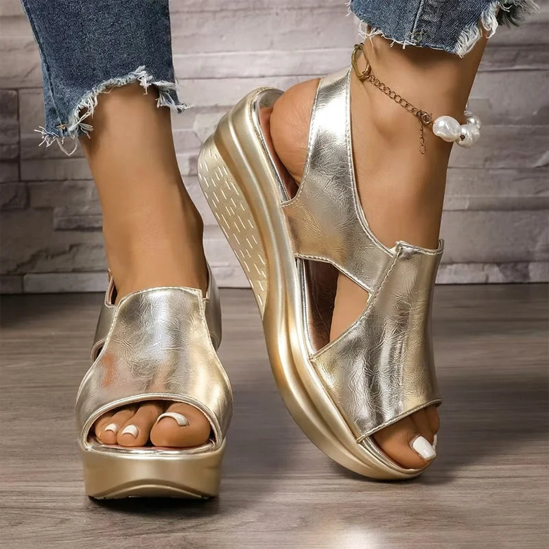 ✨👢Sandale de Damă cu Toc Pană și Barete cu Cataramă